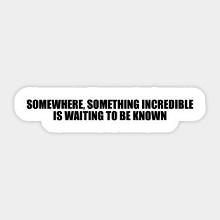 Somewhere, something incredible is waiting to be known Sticker